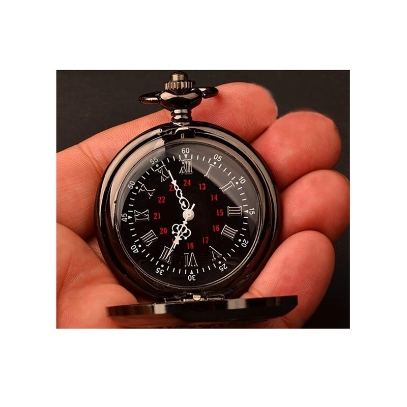 Barakah Pocket Watch, 1pc Pocket Watch, Best Wedding Gift Ideas, Birthday Father's Day Gift Watches, Black Watch Best Gift Carved Pendant Quartz Pocket Watch - Image 3