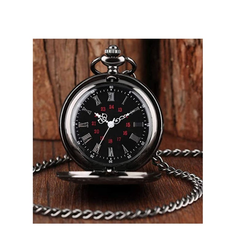 Barakah Pocket Watch, 1pc Pocket Watch, Best Wedding Gift Ideas, Birthday Father's Day Gift Watches, Black Watch Best Gift Carved Pendant Quartz Pocket Watch - Image 2