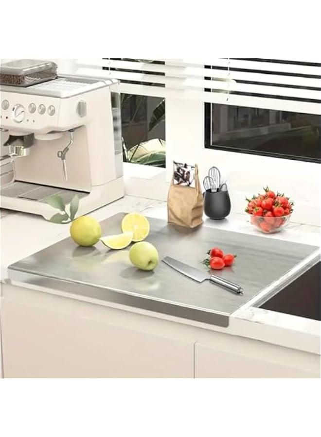 MIXDE Stainless Steel Cutting Boards for Kitchen, 2 cm Thickness Cutting Boards, Heavy Duty Baking Board with Lip for Meat, Fruits, Vegetables, Bread, and Baking Large-sized Cutting Boards (50×40cm) - Image 1