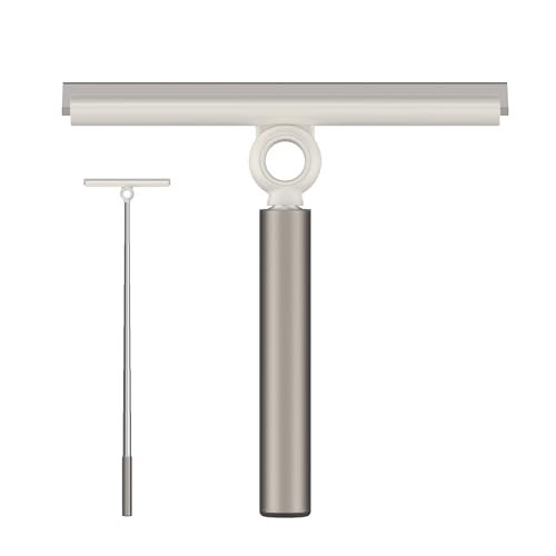 EHOMGUI Extendable Shower Squeegee for Glass Doors, Shower Squeegee with 10-Inch Silicone Blade, Telescoping Handle for Windows and Shower Glass, Silver - Image 1