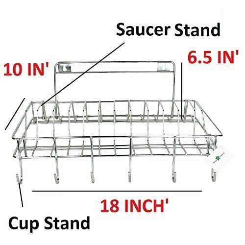 Cri8Hub Heavy Stainless Steel Kitchen Rack Utensils Dish Organizer Stand With Plate And Cutlery Holder Wall Mount Kitchen| Dish Rack With Plate,Glass,Cup,Mug Stand(Dish Rack) - Tiered Shelf - Image 2