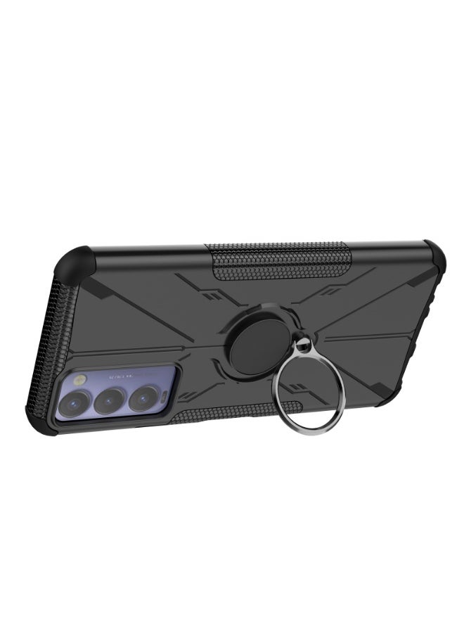 يوارب كينج - جراب هاتف واقٍ مقاوم للصدمات مزود بمسند بحلقة دائرية لـ Tecno Camon 18 أسود - Image 1