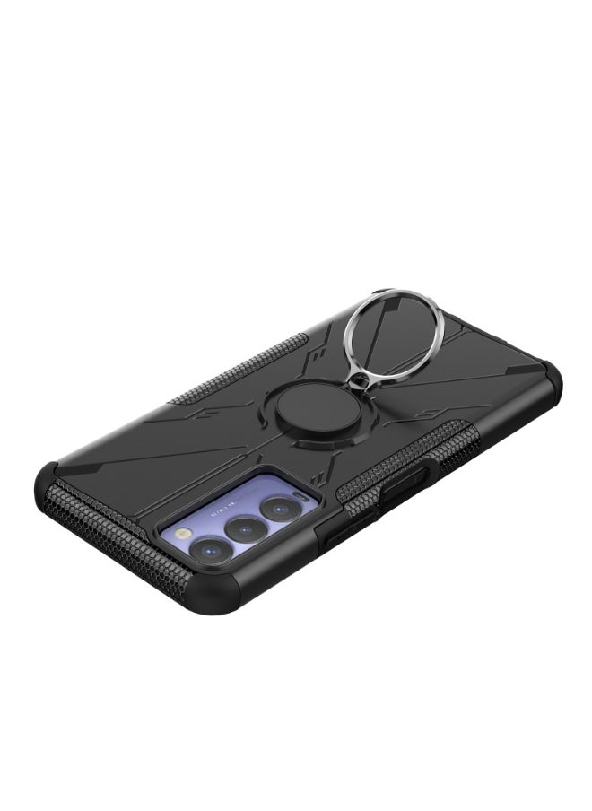 يوارب كينج - جراب هاتف واقٍ مقاوم للصدمات مزود بمسند بحلقة دائرية لـ Tecno Camon 18 أسود - Image 1