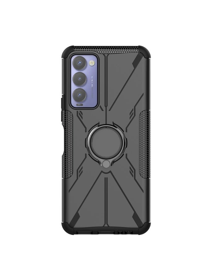 يوارب كينج - جراب هاتف واقٍ مقاوم للصدمات مزود بمسند بحلقة دائرية لـ Tecno Camon 18 أسود - Image 1