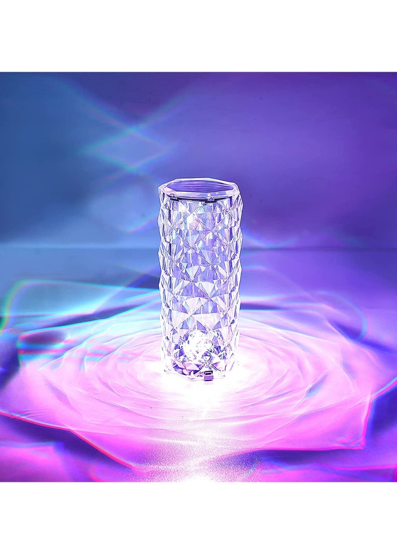 ELTRAZONE Crystal Diamond 3D Rose Table Lamp, LED 16 Color changing Night Light with Remote and Touch Control,Built-in Battery USB Rechargeable Desk Lamp for Bedroom,Living room,party, home decor - Image 1