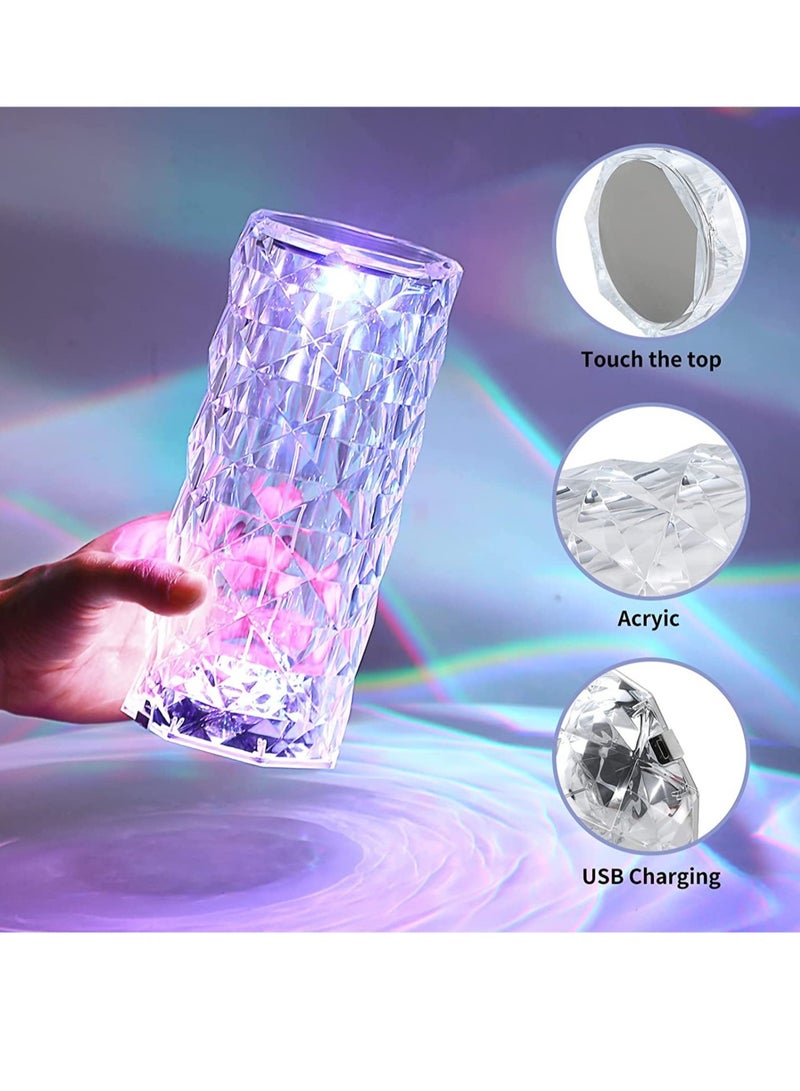 ELTRAZONE Crystal Diamond 3D Rose Table Lamp, LED 16 Color changing Night Light with Remote and Touch Control,Built-in Battery USB Rechargeable Desk Lamp for Bedroom,Living room,party, home decor - Image 2