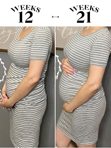 Liu & Qu Women's Maternity Bodycon Ruched Side Dress Casual Short Sleeve Dress for Daily Wearing Or Baby Shower - Image 4