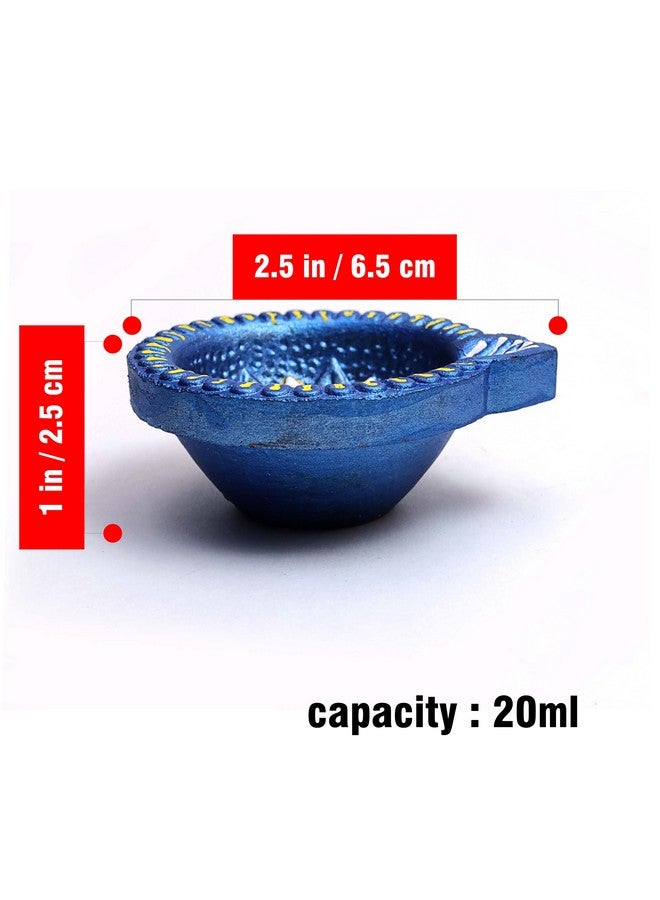 Pure Source India Terracotta Handmade Design Decorative Diya/ Mitti Diya/Oil Lamp For Pooja, Diwali, Festival Decoration ( Multicolour) (9 Pcs) (2.5 X 2.1 X 1 Inch) - Image 3