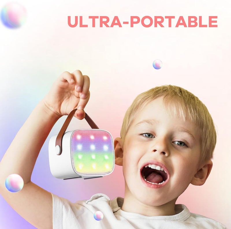 قبو سحري Karaoke Machine for Kids - Portable Bluetooth Speaker with Wireless Microphone - Ideal Birthday Gift for Boys Aged 4 to 10 (White) - Image 3