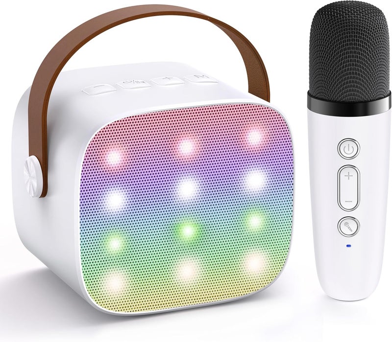 قبو سحري Karaoke Machine for Kids - Portable Bluetooth Speaker with Wireless Microphone - Ideal Birthday Gift for Boys Aged 4 to 10 (White) - Image 1