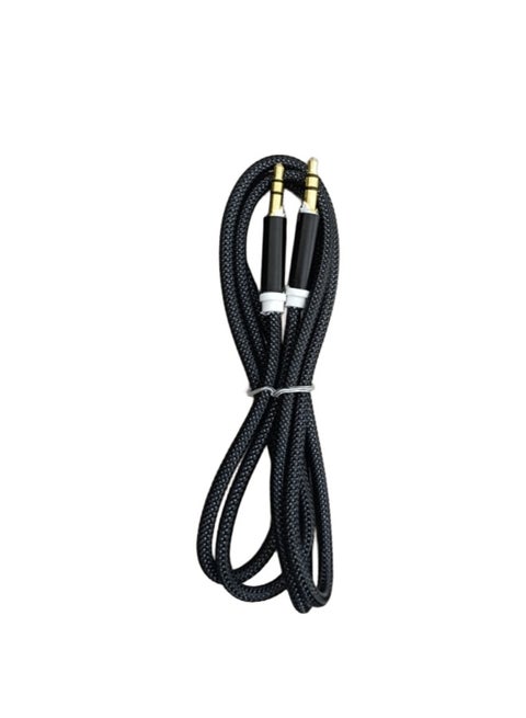 1m Flexible Braided 3.5mm Male to Male AUX Audio Adapter Cable Suitable for Phones, Tablets, Speakers, Car Stereos, Headphones, MacBook