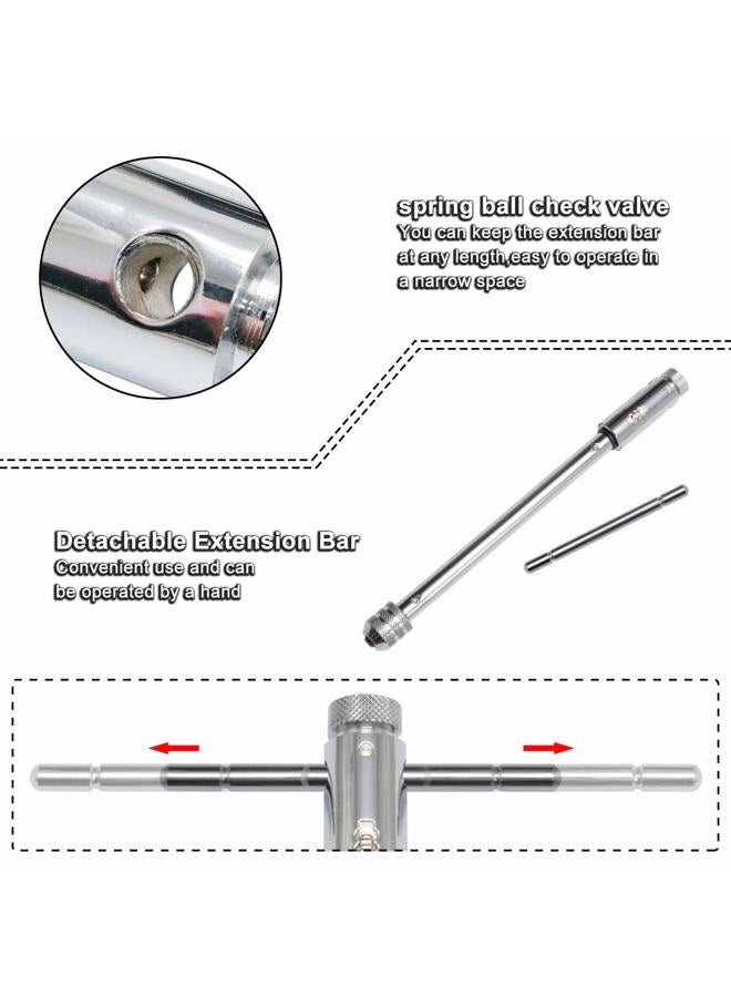 KOOTANS Adjustable T-Handle Ratchet Tap Holder Wrench + 5pcs M3 M4 M5 M6 M8 Machine Screw Thread Metric Plug T-shaped Tap, Bothway Hand Screw Tap Set Manual Tapping Tool Kit for Home Use (Long) - Image 5