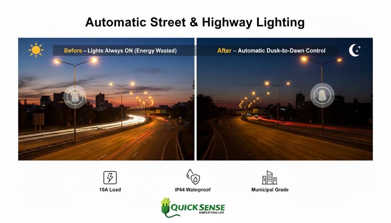 Quick Sense QS-302 | 220V Photocell Sensor Switch | Auto Day/Night On-Off | Waterproof LDR Sensor | 10A Load Capacity | Outdoor Lighting Control | Pack of 4 - Image 2