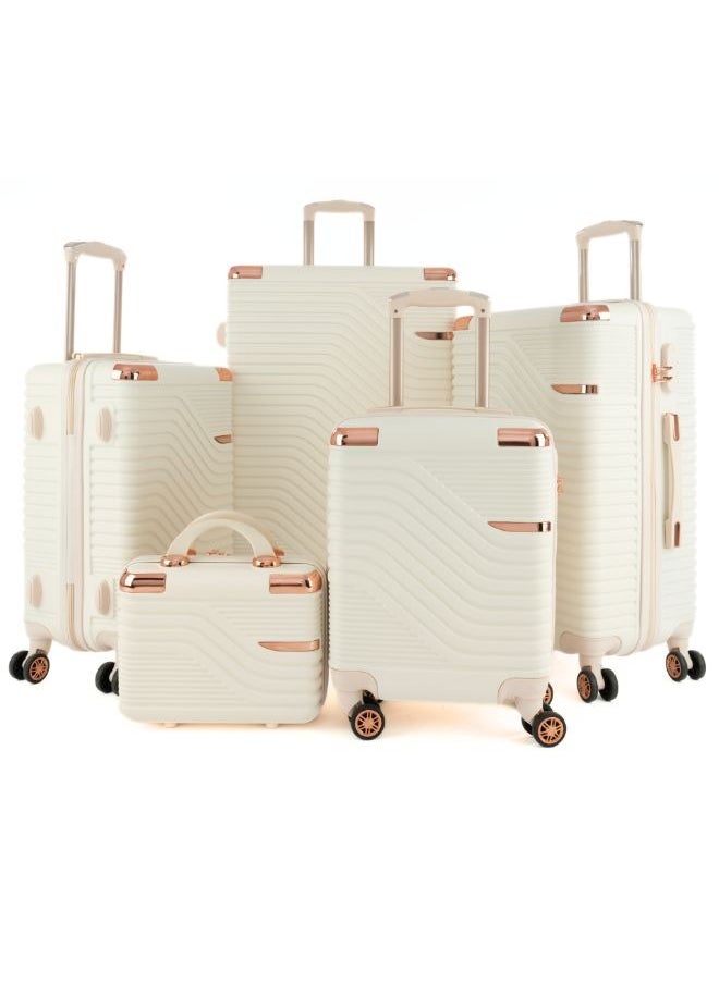 LIMRA - Luggage set 5 pieces travel Bags with a distinctive design from limra Beige - Image 1