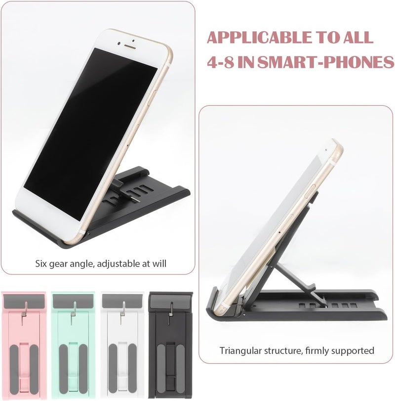 4pcs Adjustable Desktop Mobile Phone Stand and Tablet Bracket Foldable Phone Holder Set for Home Office Use with Multi-Color (Pink, White, Green, Black) - Image 3