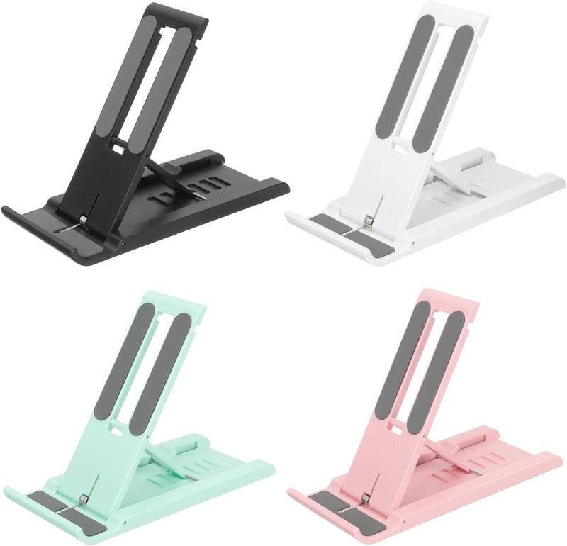 4pcs Adjustable Desktop Mobile Phone Stand and Tablet Bracket Foldable Phone Holder Set for Home Office Use with Multi-Color (Pink, White, Green, Black) - Image 1