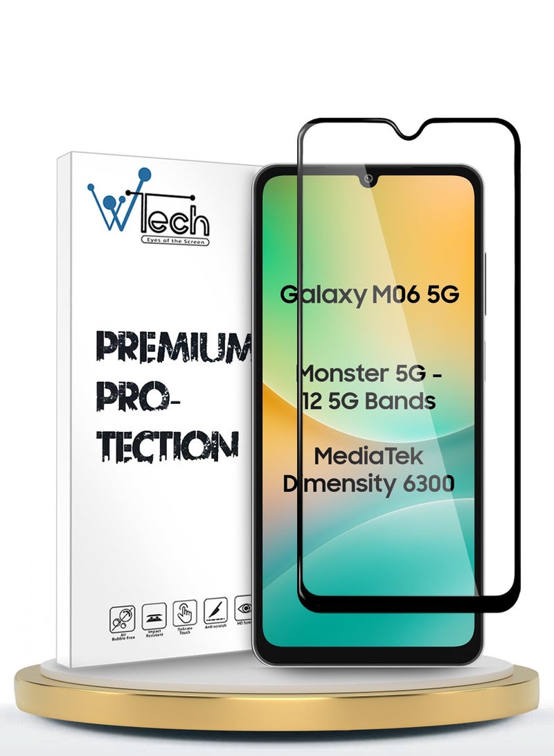 Wtech Samsung Galaxy M06 5G 2025 / Samsung Galaxy F06 5G 2025 Premium E2E Series Full Glue Full Cover Tempered Glass Screen Protector (MSGECN) - Clear/Black - Image 1