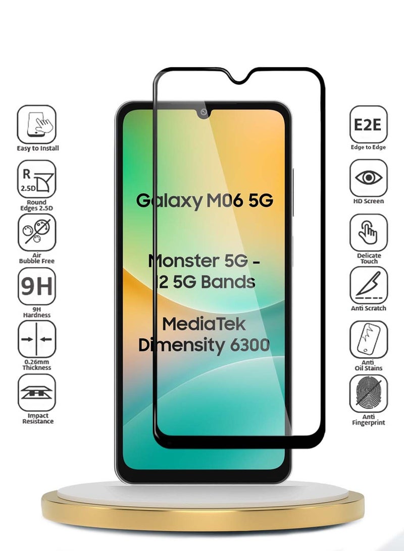 Wtech Samsung Galaxy M06 5G 2025 / Samsung Galaxy F06 5G 2025 Premium E2E Series Full Glue Full Cover Tempered Glass Screen Protector (MSGECN) - Clear/Black - Image 2