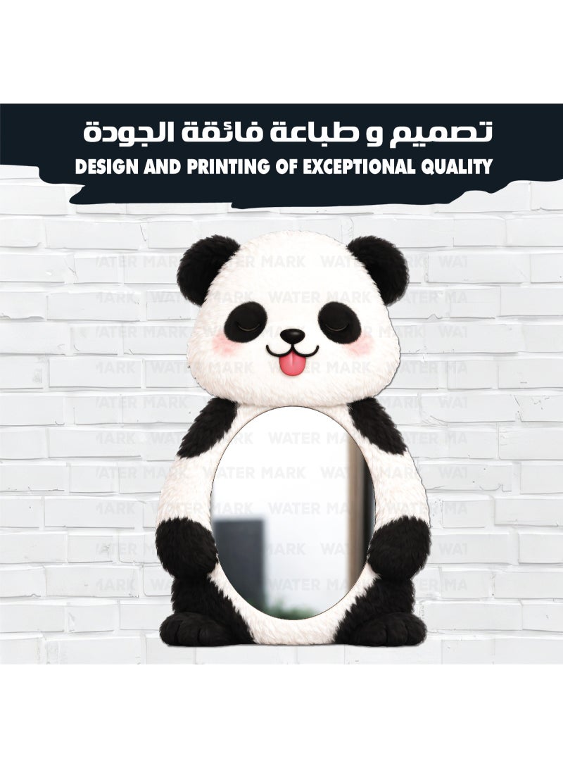 مرآة حائط للأطفال مصنوعة من خشب عالي الجودة بتصميم باندا لطيفة للاولاد لمسة ديكور عصرية، آمنة تمامًا للصغار وغير قابلة للكسر، خفيفة الوزن وسهلة التركيب لتضفي أناقة على غرفة الطفل - Image 2