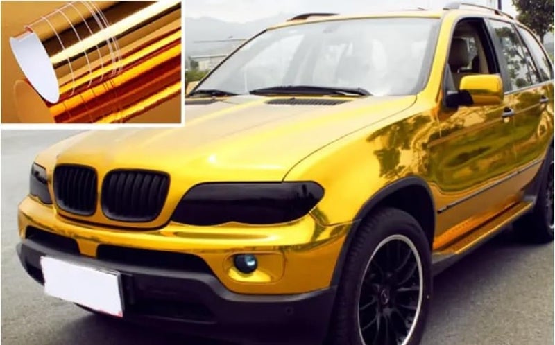 AMAZBIRD 3D Gold Mirror Chrome Vinyl Wrap Adhesive Car Sticker Decal Film Adhesive Vinyl Wrap Car Sticker Decal Film Bike & Car (12x48 Inch, Gold) - Image 2