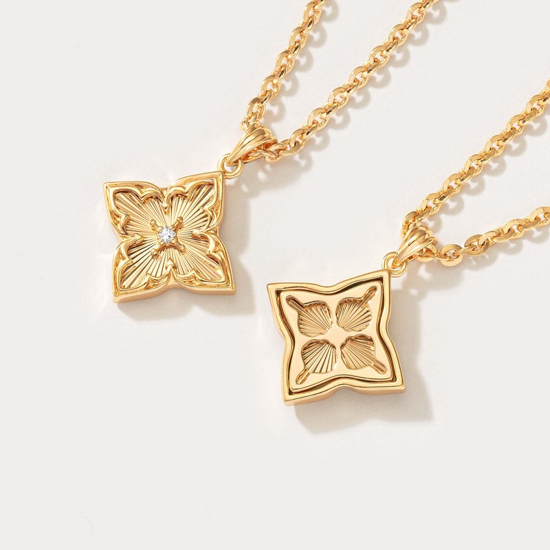 Fettero Gold Dainty Necklace for Women | 14K Gold Plated Four Leaf Clover Necklace Pendant | Lucky Simple Gold Plated Necklace Jewelry for Women - Image 4