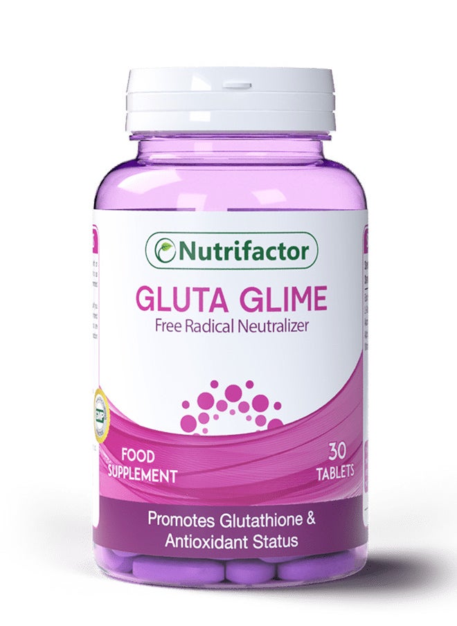 Nutrifactor - Gluta Glime Tablets Advanced Anti Aging L-Glutathione, Vitamin C, E and ALA Supplement for Youthful Skin - 30 Tablets - Image 1