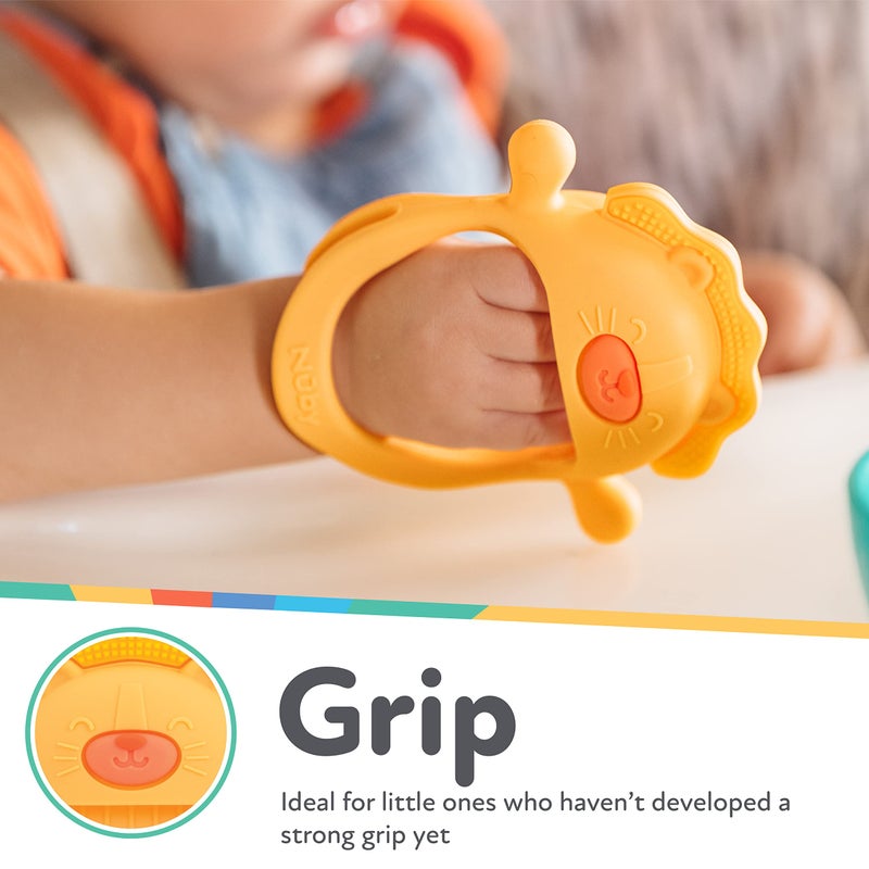 Nuby Silicone Wrist Teething Mitten - Teether Ring - 3+ Months - Lion - Image 3