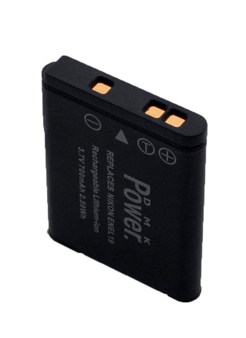 DMK Power 2 x EN-EL19 700mAh Camera Battery with TC600C Battery Charger Compatible with Nikon Coolpix S2500/ S3100/ S4100/ 3200 Etc Cameras