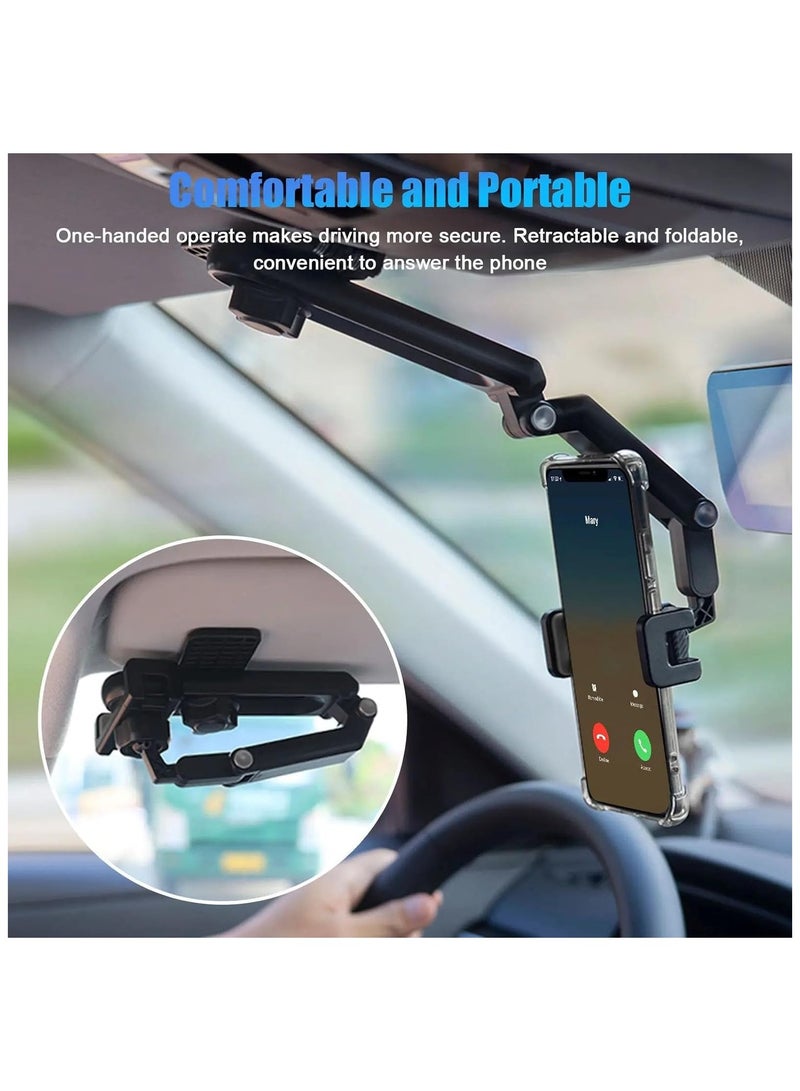 GUDOO حامل هاتف للسيارة قابل للدوران ومظلة شمسية وحامل هاتف للسيارة قابل للطي ولوحة قيادة قابلة للتعديل ومشبك زنبركي وحامل هاتف محمول للسيارة لجميع الهواتف المحمولة - Image 2
