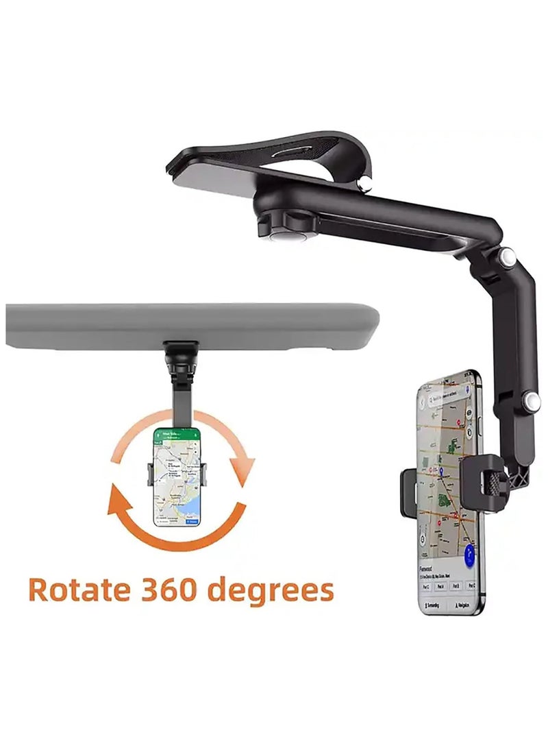 GUDOO حامل هاتف للسيارة قابل للدوران ومظلة شمسية وحامل هاتف للسيارة قابل للطي ولوحة قيادة قابلة للتعديل ومشبك زنبركي وحامل هاتف محمول للسيارة لجميع الهواتف المحمولة - Image 4