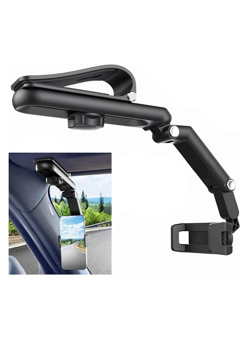 GUDOO حامل هاتف للسيارة قابل للدوران ومظلة شمسية وحامل هاتف للسيارة قابل للطي ولوحة قيادة قابلة للتعديل ومشبك زنبركي وحامل هاتف محمول للسيارة لجميع الهواتف المحمولة - Image 1