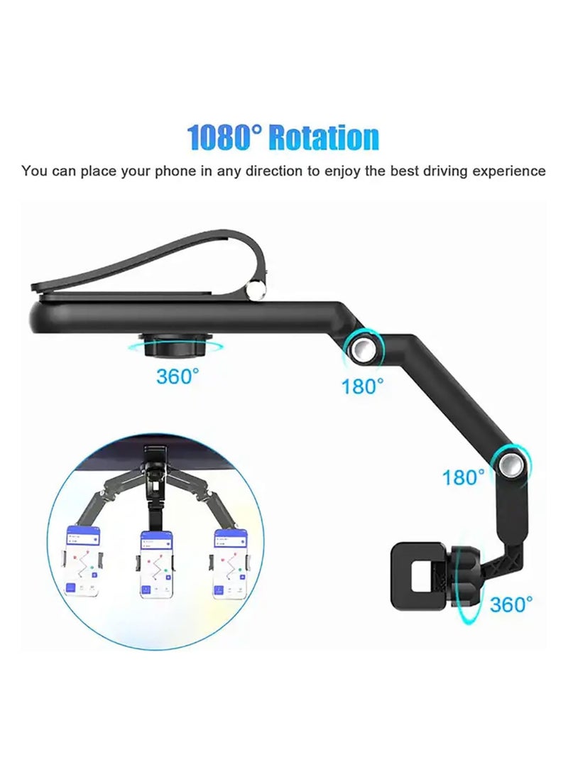 GUDOO حامل هاتف للسيارة قابل للدوران ومظلة شمسية وحامل هاتف للسيارة قابل للطي ولوحة قيادة قابلة للتعديل ومشبك زنبركي وحامل هاتف محمول للسيارة لجميع الهواتف المحمولة - Image 5
