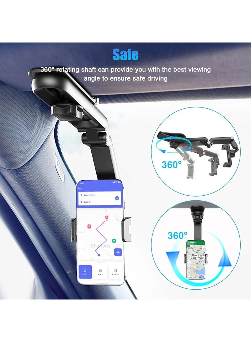 GUDOO حامل هاتف للسيارة قابل للدوران ومظلة شمسية وحامل هاتف للسيارة قابل للطي ولوحة قيادة قابلة للتعديل ومشبك زنبركي وحامل هاتف محمول للسيارة لجميع الهواتف المحمولة - Image 3