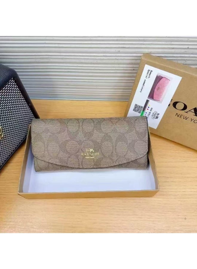 كوتش اوت ليت محفظة طويلة للنساء جلدية حامل بطاقة محفظة نسائية أنيقة كلاتش كلاسيكي - Image 2