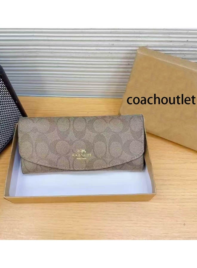 كوتش اوت ليت محفظة طويلة للنساء جلدية حامل بطاقة محفظة نسائية أنيقة كلاتش كلاسيكي - Image 1