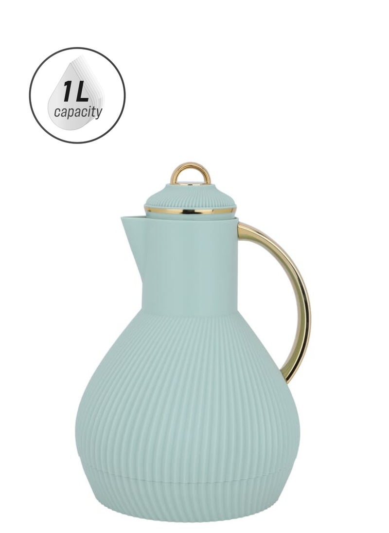 Alsaif Gallery - Alia Thermos Light Green And Gold 1 Liter - Image 1