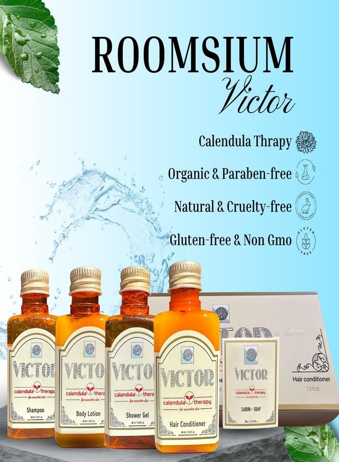 Roomsium Victor Gift Toiletries Set - Paraben-Free & Cruelty-Free | Travel Size Shampoo, Body Lotion, Body Gel, Hair Conditioner, Soap (Set of 5) | Perfect for Home, Spas, and Travel - Image 2