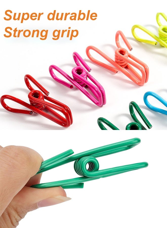 Farahom 40 Pack Chip Clips, 2 Inch PVC-Coated Bag Clips for Sealing Food, Clothesline Clips for Laundry Hanging, High Elastic Strength Clothes Pins Colored Clothing Pegs, Random Colors - Image 2