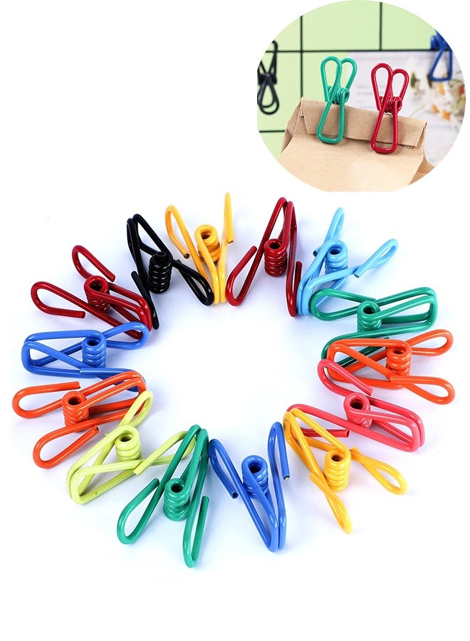 Farahom 40 Pack Chip Clips, 2 Inch PVC-Coated Bag Clips for Sealing Food, Clothesline Clips for Laundry Hanging, High Elastic Strength Clothes Pins Colored Clothing Pegs, Random Colors - Image 1