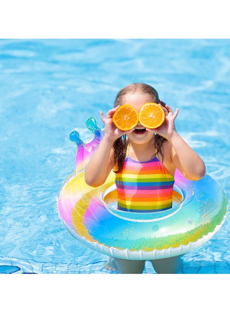 SOLARAE Swimming Ring for Kids Aged 4-8 Years, Pool Inflatable Float with Sequin, Colorful Crown Pool Party Inflatable Float for Children, Durable Summer Pool Swimming Ring - Image 4