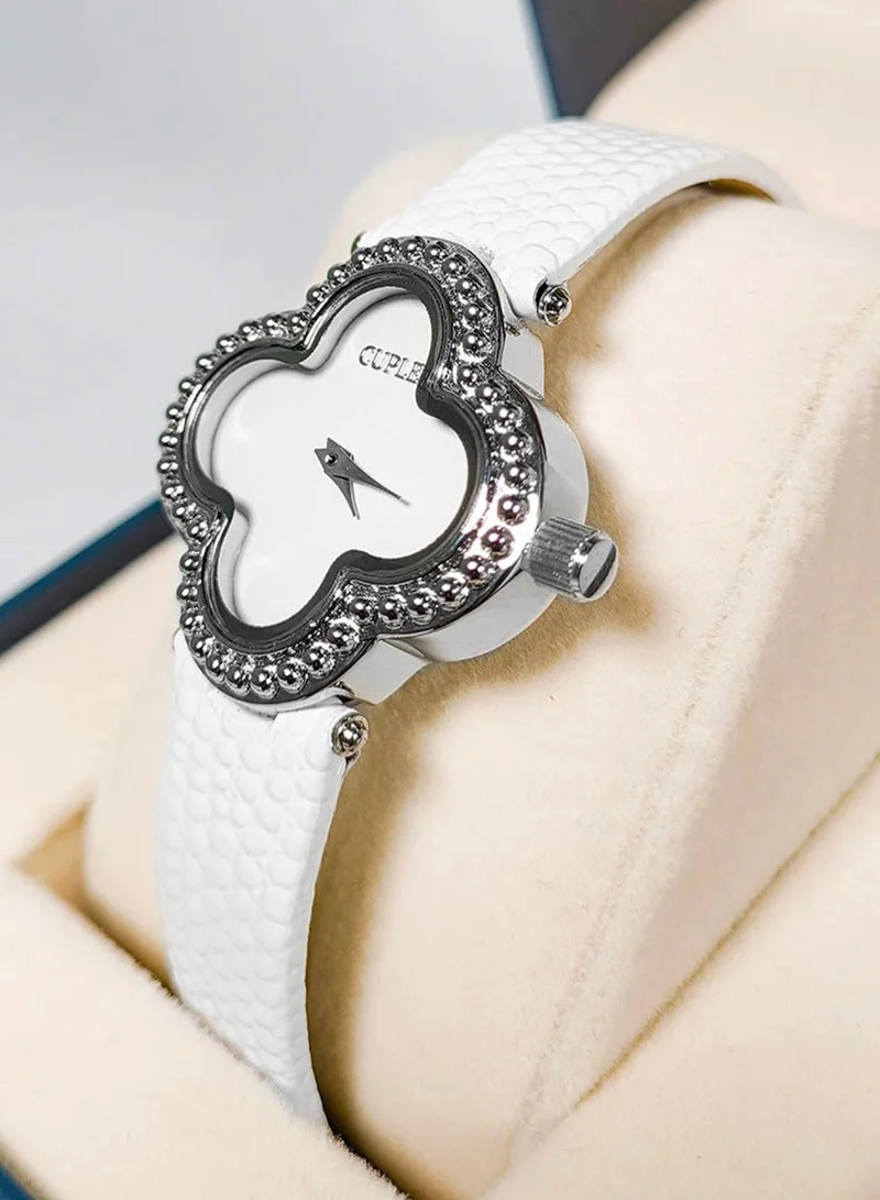 Cuple Womens White and Silver Wrist Watch