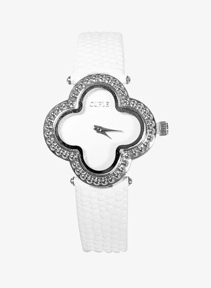 Cuple Womens White and Silver Wrist Watch