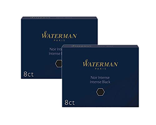WATERMAN PARIS Fountain Pen Ink Cartridges Refill Intense Black Pack of 2 WAT52021 Smooth Flowing and Long Lasting Inks - Image 1
