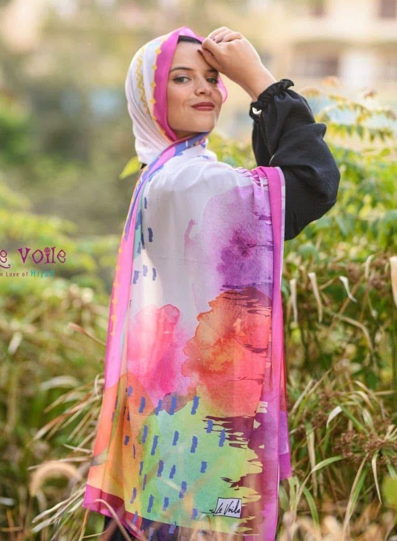 لافوال طرحة شيفون ديجيتال ناعم من Le Voile مقاس 200×70 سم – خفيفة وأنيقة