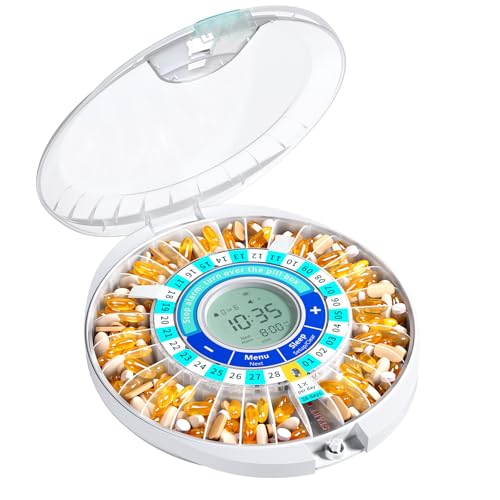 Daviky Automatic Pill Dispenser for Elderly with Alarm 28Day Electronic Locked Pill Box Sound Light Reminders for Medication Vitamins and Supplements - Image 2