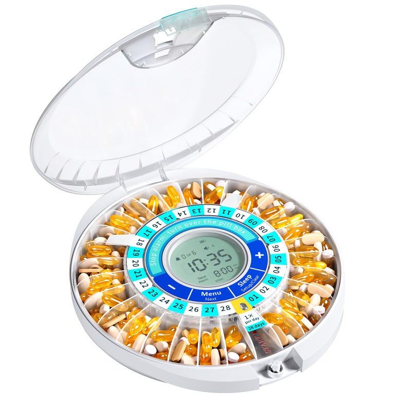 Daviky Automatic Pill Dispenser for Elderly with Alarm 28Day Electronic Locked Pill Box Sound Light Reminders for Medication Vitamins and Supplements - Image 3
