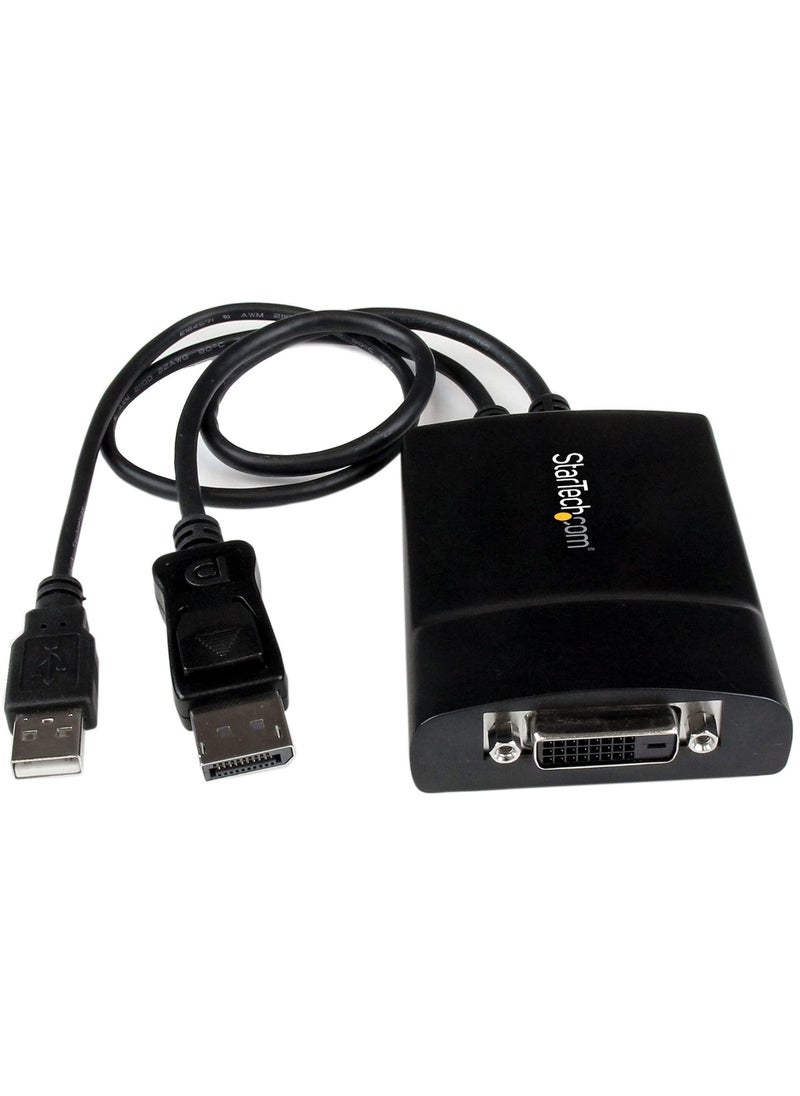 Startech.com StarTech.com DisplayPort to DVI Dual Link Active Adapter - DisplayPort to DVI-D Adapter Video Converter 2560x1600 60Hz - DP 1.2 to DVI Monitor - USB Powered - Latching DP Connector (DP2DVID2)  - Image 1