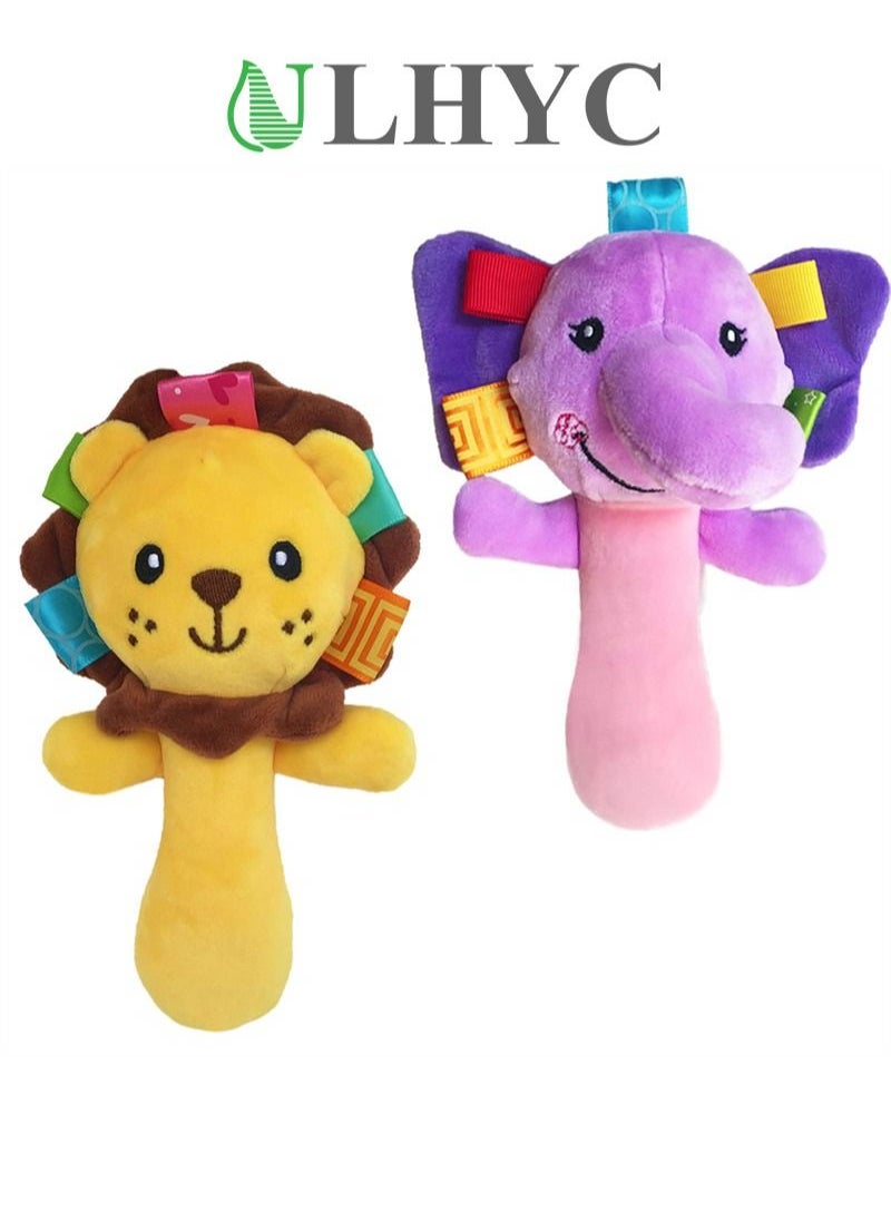 2 Pack Cartoon Plush Toy Baby Soft Rattle