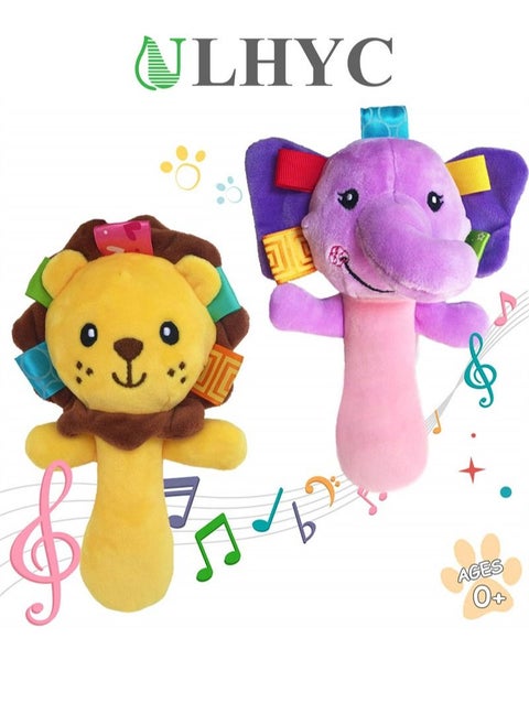2 Pack Cartoon Plush Toy Baby Soft Rattle