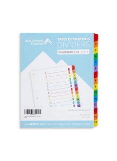 Blue Summit Supplies 15 Tab Binder Dividers For 3 Ring Binder Or Notebook Subject Dividers With Multicolor Numbered Tabs Includes Customizable Table Of Contents Index 3 Sets  - Image 1